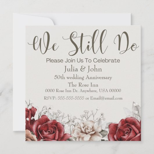 Invitation pour le Nouvel Anniversaire du Mariage  (Devant)