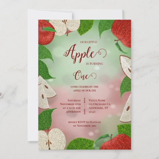 Invitation pour le premier anniversaire Apple of M (Devant)
