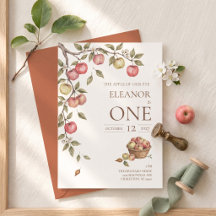 Invitation pour le premier anniversaire Apple Of O