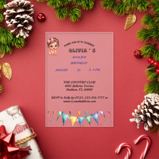 Invitation pour le premier anniversaire aux fruits (Insitu (vacances))