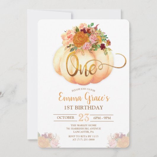Invitation pour le premier anniversaire avec citro (Devant)