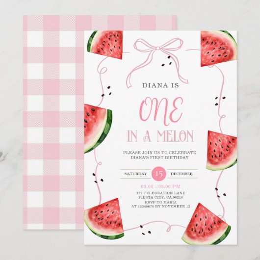 Invitation pour le premier anniversaire avec pastè (Devant / Derrière)