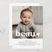 Invitation pour le premier anniversaire avec photo (Devant / Derrière)