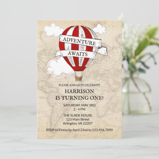 Invitation pour le premier anniversaire - Aventure (Debout devant)