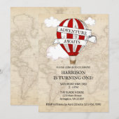 Invitation pour le premier anniversaire - Aventure (Devant / Derrière)
