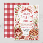 Invitation pour le premier anniversaire Cherry Swe (Devant / Derrière)