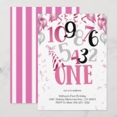 Invitation pour le premier anniversaire : compte à (Devant / Derrière)