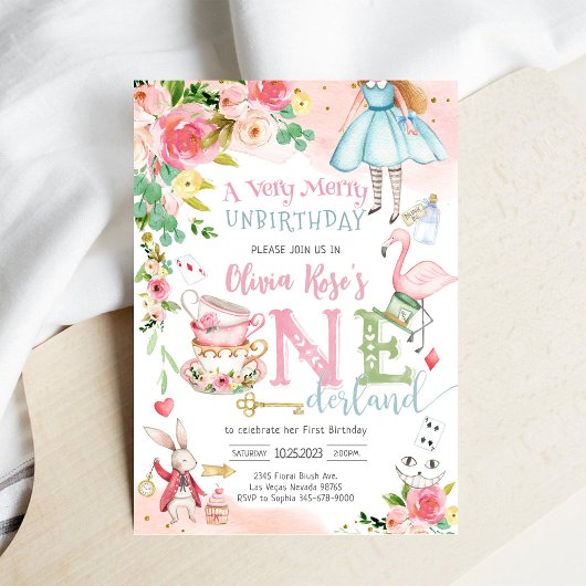 Invitation pour le premier anniversaire d'Alice au