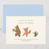 Invitation pour le premier anniversaire d'animaux (Devant / Derrière)
