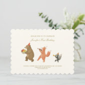 Invitation pour le premier anniversaire d'animaux (Debout devant)