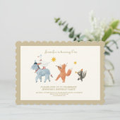 Invitation pour le premier anniversaire d'animaux (Debout devant)