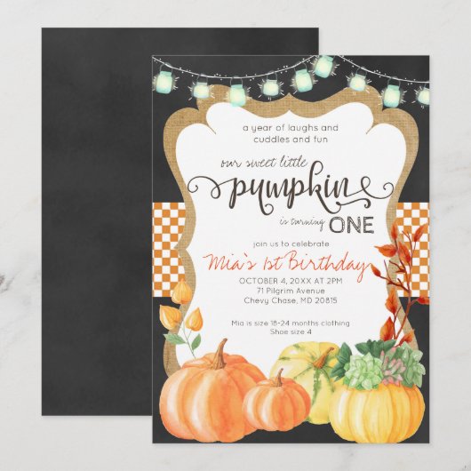 Invitation pour le premier anniversaire dans un ch (Devant / Derrière)