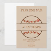 Invitation pour le premier anniversaire de basebal (Devant / Derrière)
