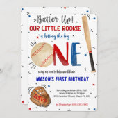 Invitation pour le premier anniversaire de basebal (Devant / Derrière)