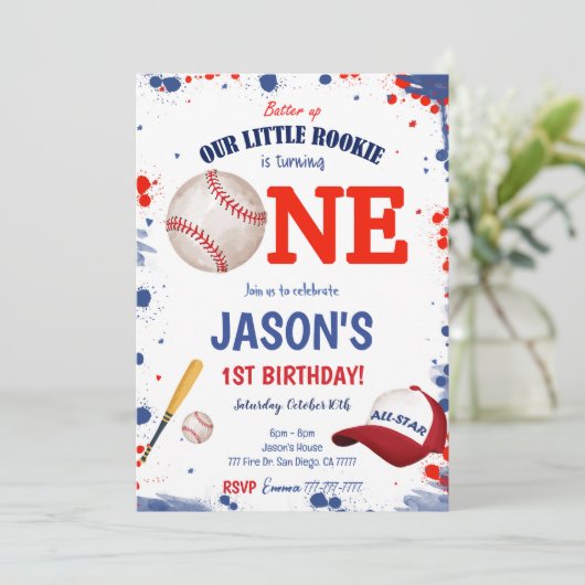 Invitation pour le premier anniversaire de basebal (Debout devant)