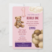 Invitation pour le premier anniversaire de Bearly  (Devant)