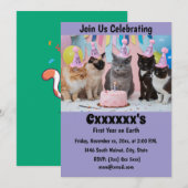 Invitation pour le premier anniversaire de bébé mi (Devant / Derrière)