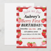 Invitation pour le premier anniversaire de berry (Devant / Derrière)