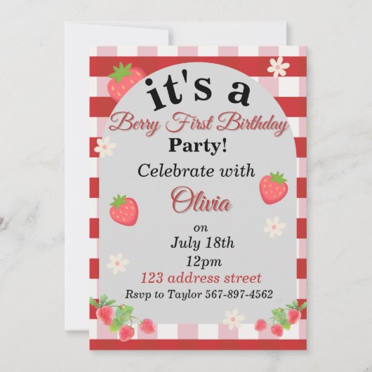 Invitation pour le premier anniversaire de berry (Devant)