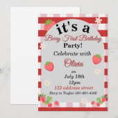 Invitation pour le premier anniversaire de berry (Devant / Derrière)