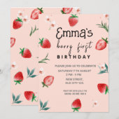 Invitation pour le premier anniversaire de Berry (Devant / Derrière)