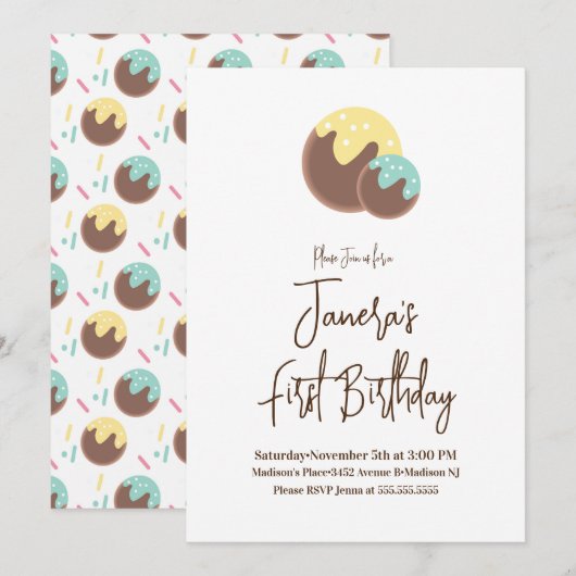 Invitation pour le premier anniversaire de Boules (Devant / Derrière)