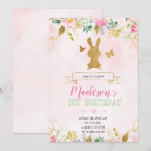 Invitation pour le premier anniversaire de Bunny (Devant / Derrière)