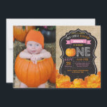 Invitation pour le premier anniversaire de Citroui<br><div class="desc">Invitation pour le premier anniversaire de Citrouille avec photo personnalisée,  fond orange,  rose et toile de jute. Pour une personnalisation plus poussée,  veuillez cliquer sur le bouton "Personnalisez-le" et utiliser notre outil de conception pour modifier ce modèle.</div>