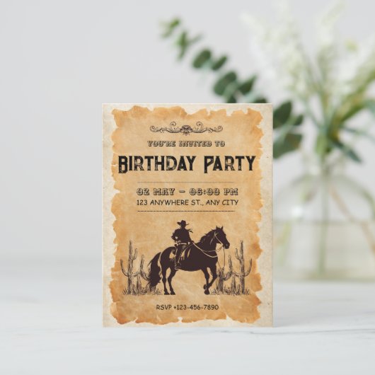 Invitation pour le premier anniversaire de Cowboy (Debout devant)