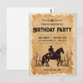 Invitation pour le premier anniversaire de Cowboy (Devant / Derrière)