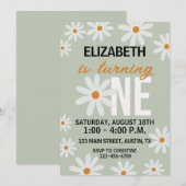 Invitation pour le premier anniversaire de Daisy (Devant / Derrière)