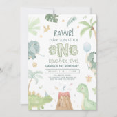 Invitation pour le premier anniversaire de dinosau (Devant)