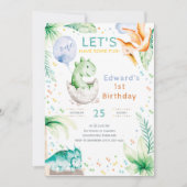 Invitation pour le premier anniversaire de dinosau (Devant)