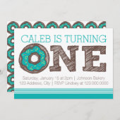 Invitation pour le premier anniversaire de Donut (Devant / Derrière)