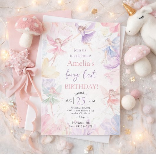 Invitation pour le premier anniversaire de fée