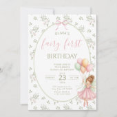Invitation pour le premier anniversaire de fée Fil (Devant)