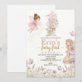 Invitation pour le premier anniversaire de fée Fil (Devant / Derrière)