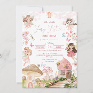 Invitation pour le premier anniversaire de fée for