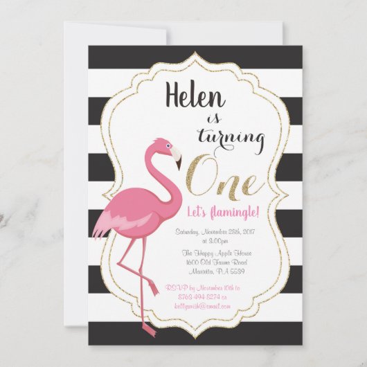 Invitation pour le premier anniversaire de fille f (Devant)