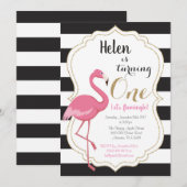 Invitation pour le premier anniversaire de fille f (Devant / Derrière)