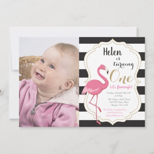 Invitation pour le premier anniversaire de fille f (Devant)