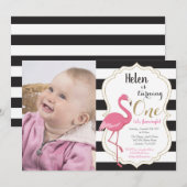 Invitation pour le premier anniversaire de fille f (Devant / Derrière)