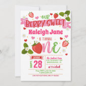 Invitation pour le premier anniversaire de fraise (Devant)