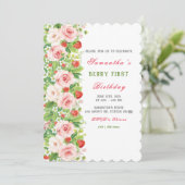 Invitation pour le premier anniversaire de fraise (Debout devant)