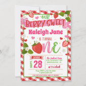 Invitation pour le premier anniversaire de fraise  (Devant)