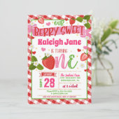 Invitation pour le premier anniversaire de fraise  (Debout devant)
