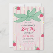 Invitation pour le premier anniversaire de fraise (Devant)