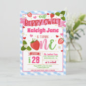 Invitation pour le premier anniversaire de fraise  (Debout devant)