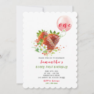 Invitation pour le premier anniversaire de fraise