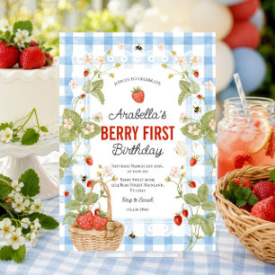 Invitation pour le premier anniversaire de fraise